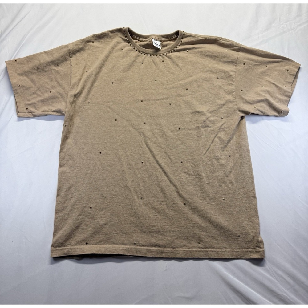 Vintage Murina Single Stitch T Shirt 2XL Tan‎ Studded Minimal Tee USA Made